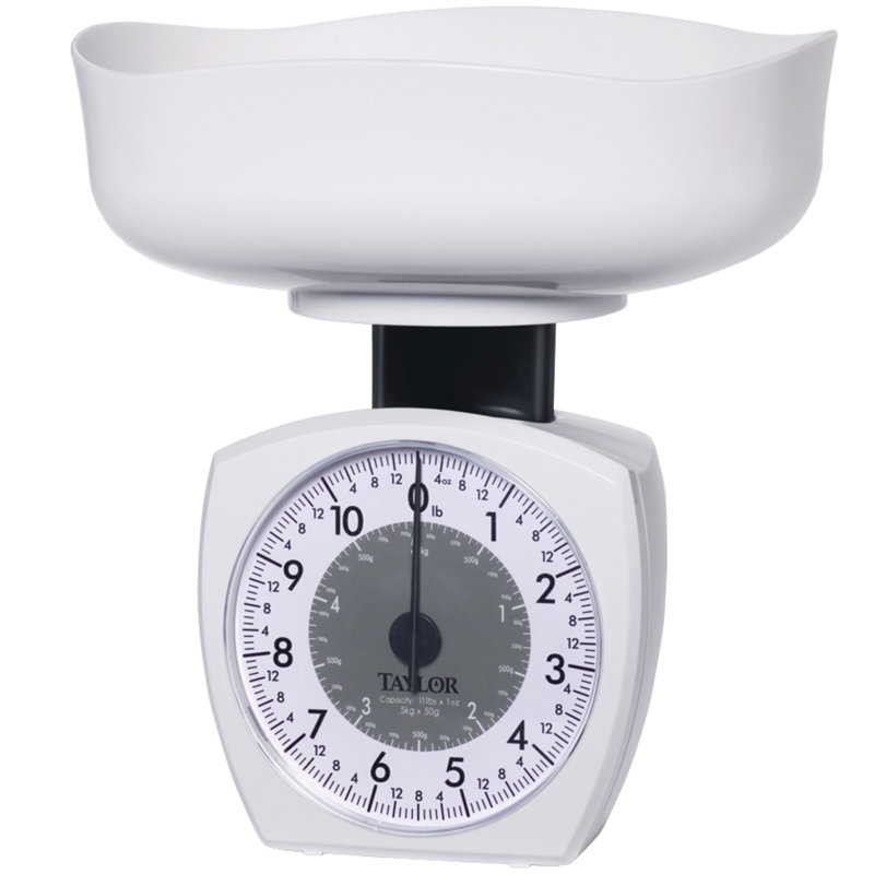 Taylor White Analog Kitchen Scale with 11 lb Capacity