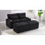 Causeuse avec quatre ports USB et deux porte-gobelets, canapé modulaire convertible avec espace de rangement et deux repose-pieds mobiles-964592874