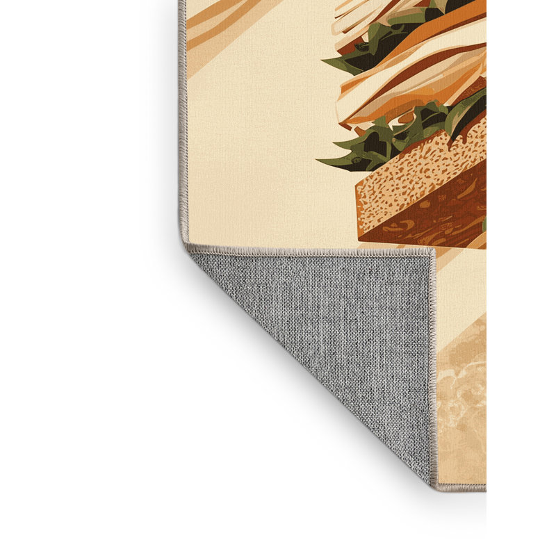 Machine Washable Easton Sandwich Modern & Contemporary Rug in Brown – Beige Binding, 3x5