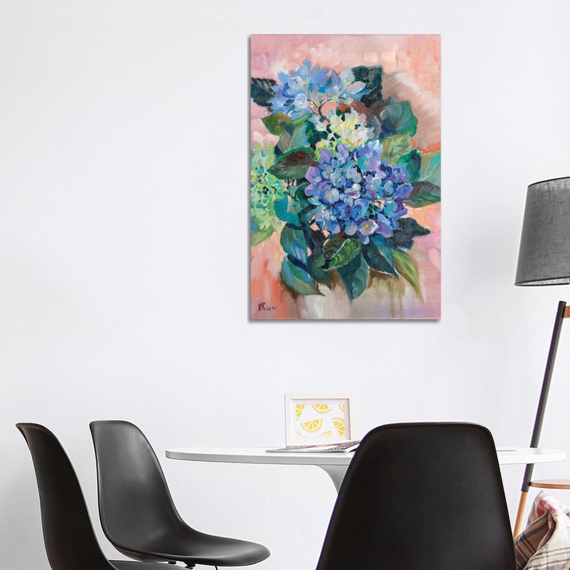Blue Hydrangea 1 Piece Wrapped Canvas Painting, 101.6 cm H x 66.04 cm W x 3.175 cm D