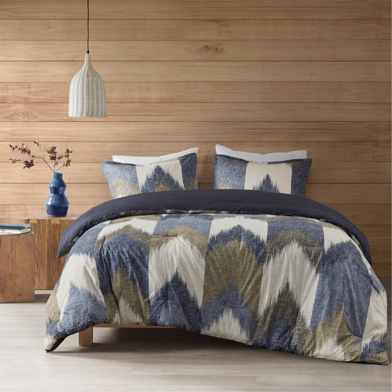 Ensemble d'édredon pour lit double / grand 3 pièces, Édredon double/grand + 1 taie décorative, Marine