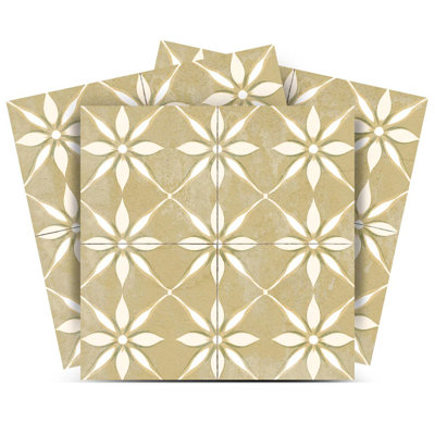 7" x 7" Floral Vinyl Peel and Stick Mosaic Tile (Set of 24)