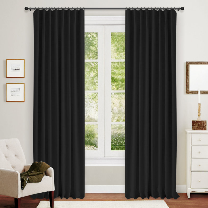 100% Blackout Curtains Linen Textured Solid Thermal Insulated Curtains & Drapes For Living Room Bedroom (50" Wide, Set Of 2)