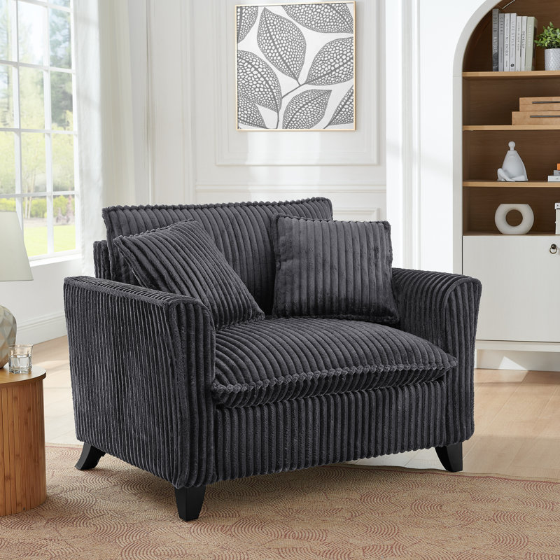 Fauteuil rembourré 46,5 po en velours côtelé, Gris