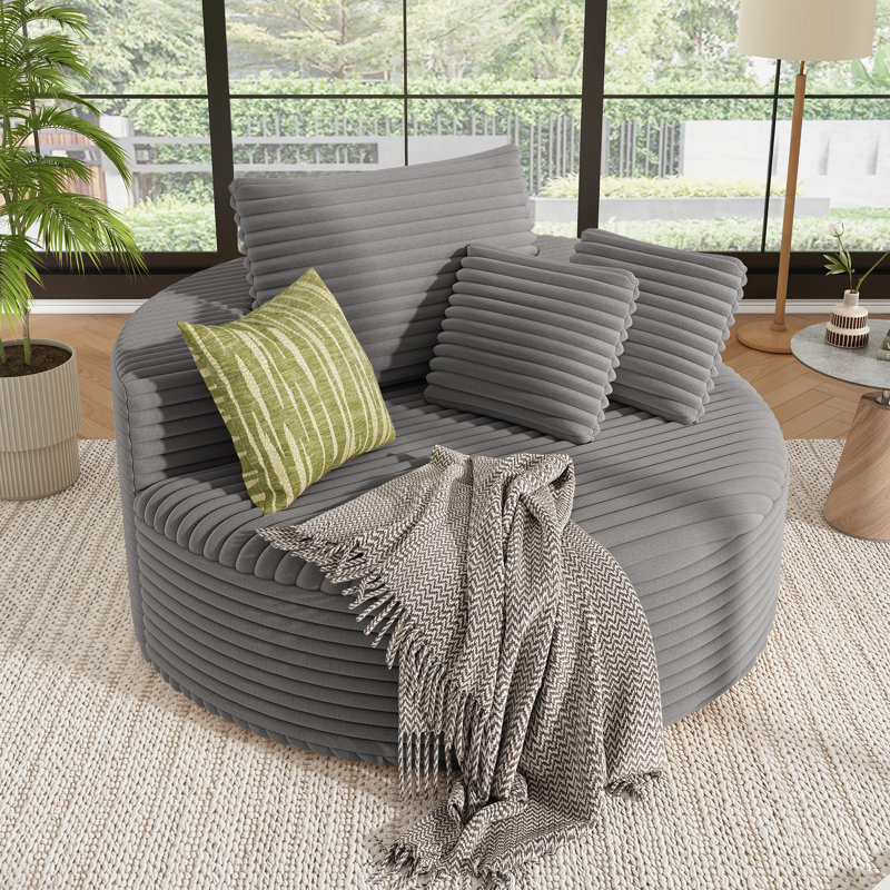 Fauteuil demi-tonneau rembourré Addisin, Gris
