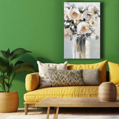 «Cream Rose Bouquet In Vase», art mural