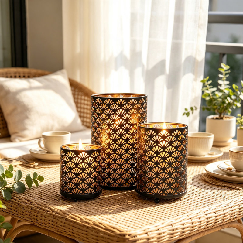 Bronze Hurricane Pillar Candleholder