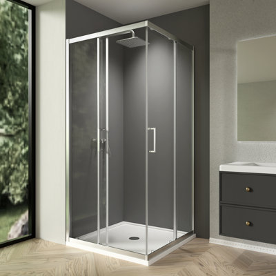 Porte de douche coulissante avec verre trempé transparent de 1/4 po, cadre en nickel brossé de 34,625 po x 72 po, pivotant en angle, 36 000 fois ouvert et fermé, fuite confortable, ajustement mural de 3/4 po, acier inoxydable 17,72 po
