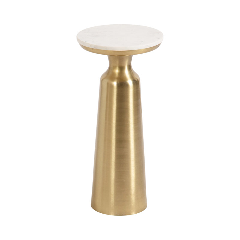 Modern Round Marble Drink Table, Gold