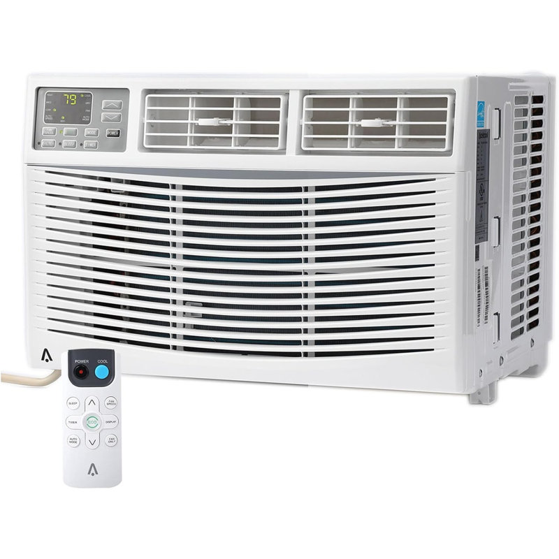 Climatiseur de fenêtre intelligent 8 000 BTU avec Wi-Fi, climatiseur écoénergétique pour 350 Pieds, commande vocale, télécommande, 3 vitesses, mode veille et minuterie 24 heures