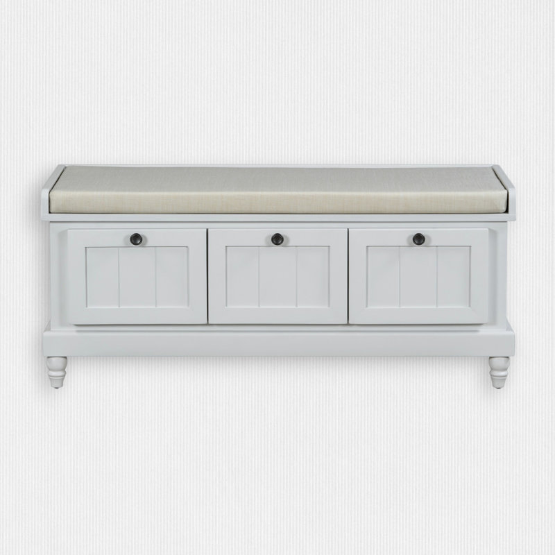 Humdan Fabric Upholstered Storage Bench, Light Gray