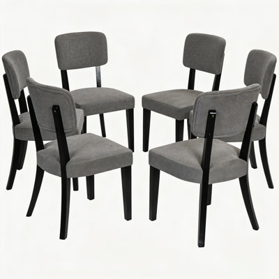 Modern Armless Dining Chairs Set of 6, Upholstered  Fabric Side Chairs with Solid Rubber Wood Legs, Contemporary Accent Chairs for Dining Room, Kitchen, Living Room, Small Spaces