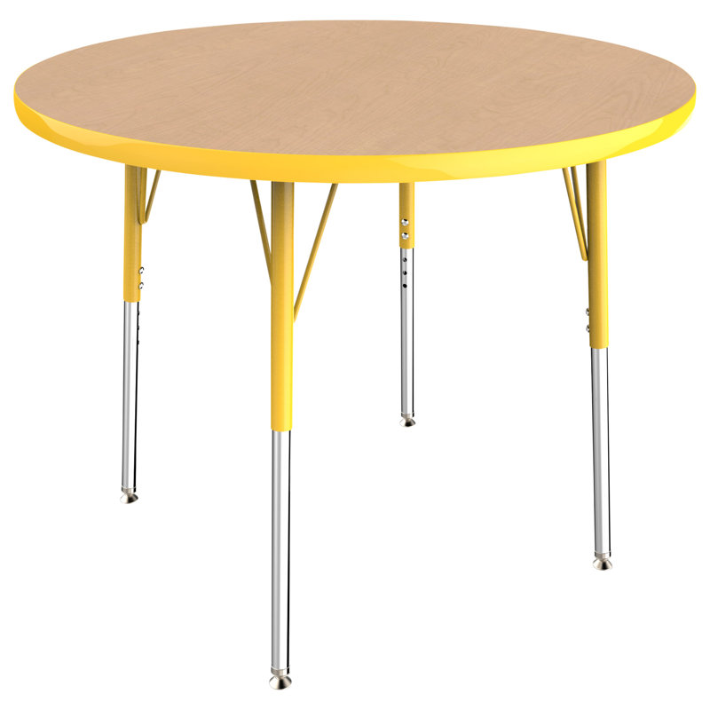 Table ronde à hauteur réglable, 48", Érable / jaune, Gris