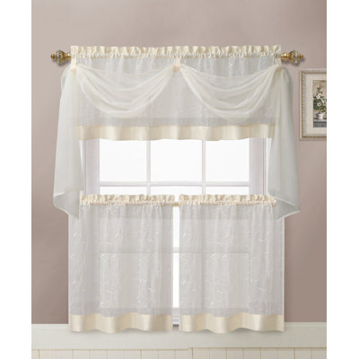 Kenmore Floral 60'' W Kitchen Curtain
