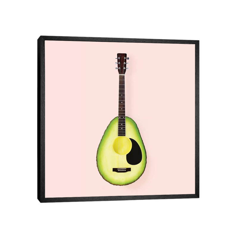 Avocado Guitar by Paul Fuentes - Print on Canvas, 45.72 cm H x 45.72 cm W x 1.91 cm D, Black Framed