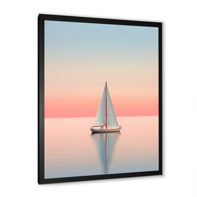 «Blue and Pink Sailling Boat Calm Horizon» sur impression sur toile