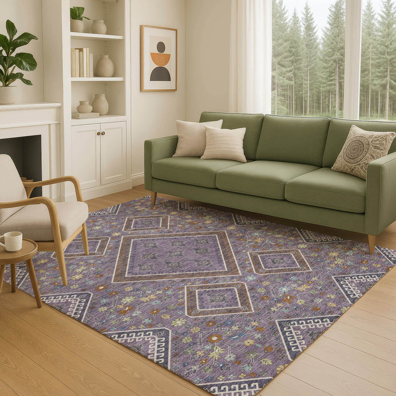 Tapis d'intérieur / extérieur lavable à la machine Chantille ACN2459, Prune, 9 pi x 12 pi
