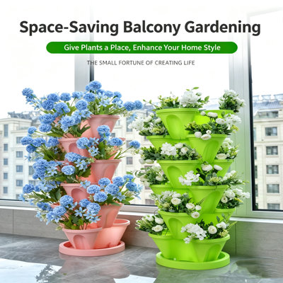 4-Tier Stackable Vertical Planter Tower