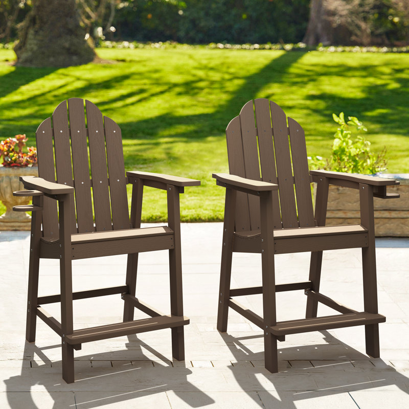Chaise Adirondack en plastique Dutta, Marron foncé