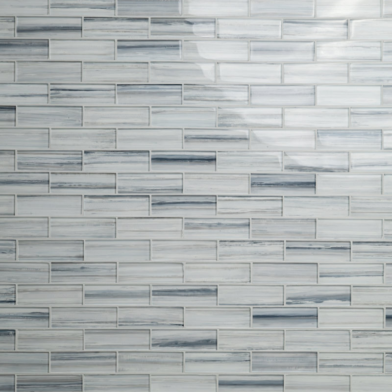 Subway 12 in. x 12 in. Glossy Glass Mosaic Wall Tile, Leclair
