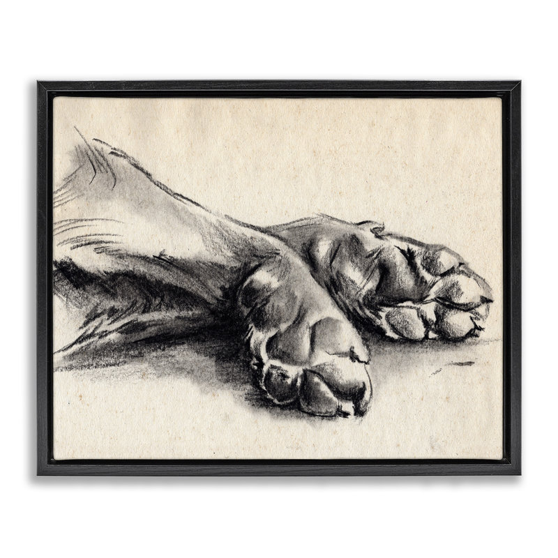«Dog Paw Charcoal Design Minimal Tan», art mural sur toile par Jennifer Paxton Parker, H 21 po x l 17 po