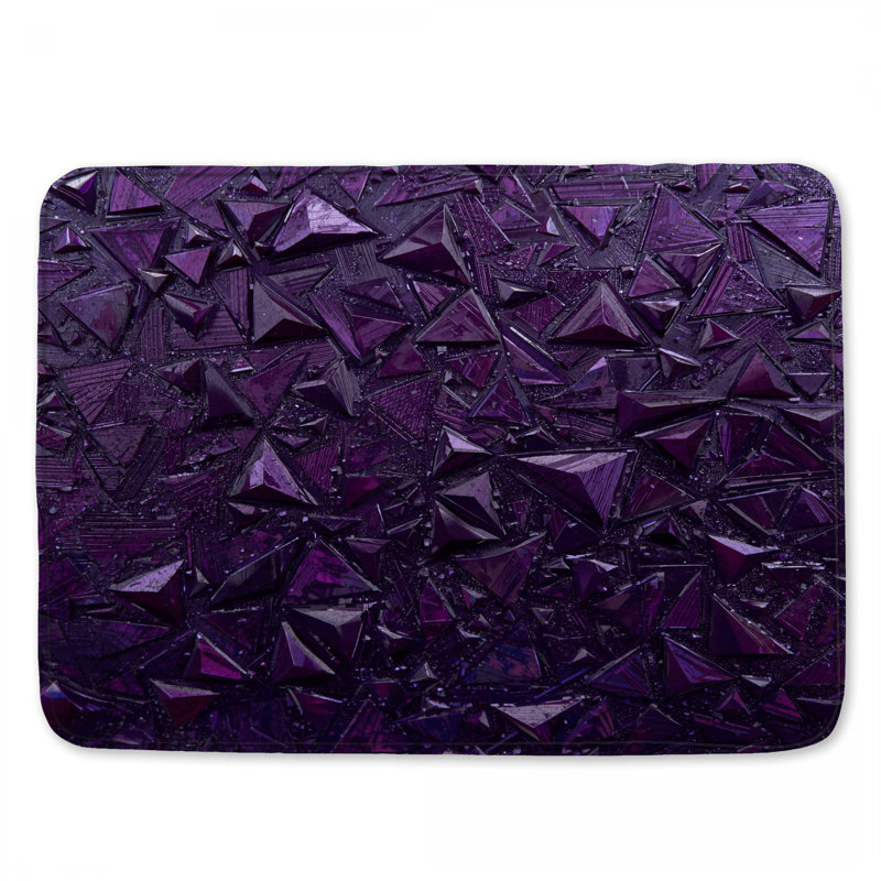 Tapis de bain mauve à triangles géométriques mauves, L 34 po x L 21 po