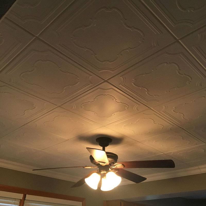 Carreau de plafond en polystyrène collé 1,6 pi x 1,6 pi Coronado, Blanc uni (non peint)