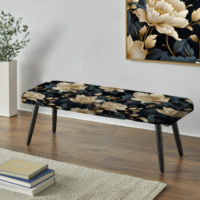 Banc rembourré floral noir Truong