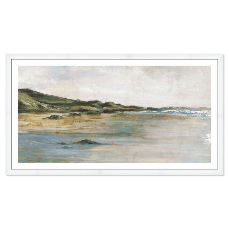 Impression «Tide’s Edge» par Casa Fine Arts, H 33 po x l 59 po x P 1,25 po, Reproduction encadrée avec passe-partout, Blanc