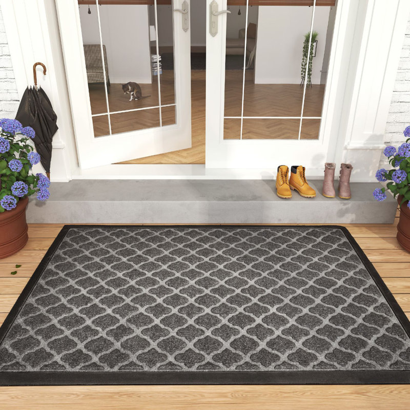 Non-Slip Outdoor Door Mat, 	17.5'' W x 29.5'' L, Grey