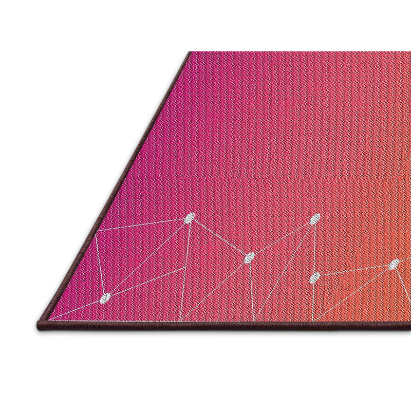 Tapis rose/motif jaune à motif, Rectangle 5 pi x 7 pi