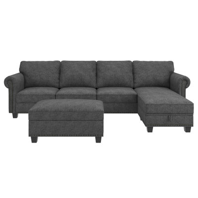 Red Barrel Studio® L-Shaped Reversible Sectional Sofa with Ottoman For Living Room -  2F07558613554651B7316CC0111803F5