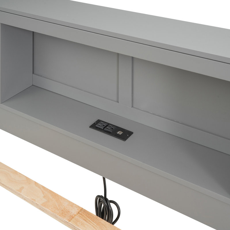 Lit plateforme double gris avec rangement pour tête de lit, 3 tiroirs et lit gigogne simple - Lit gigogne, tiroirs pour une chambre à coucher moderne