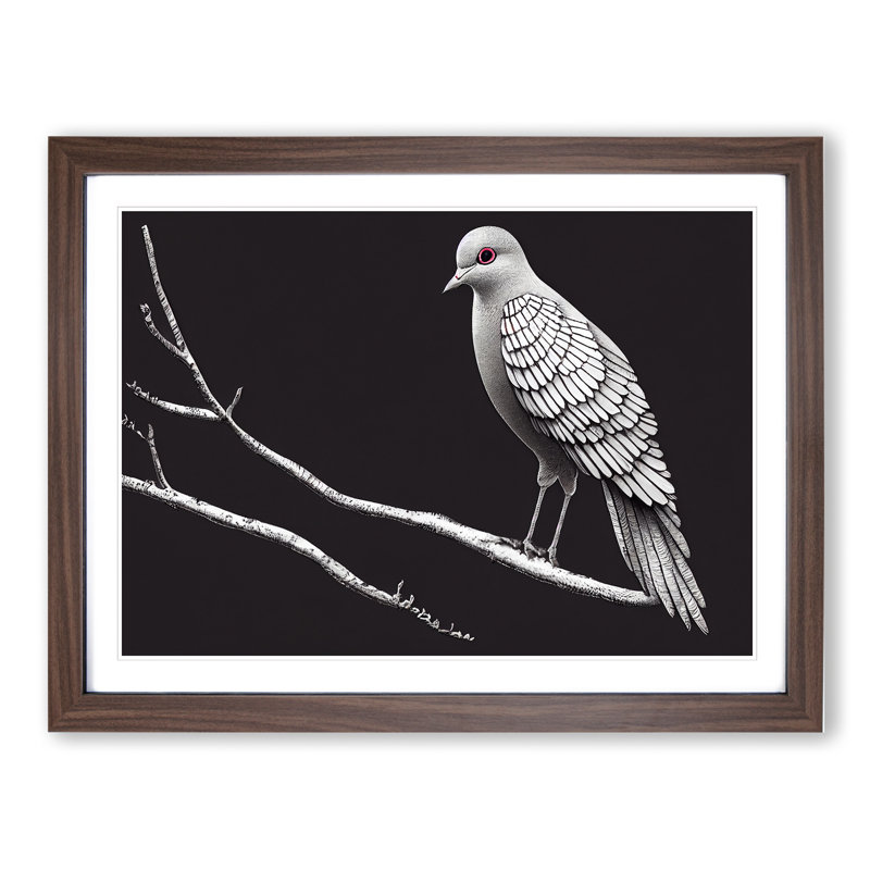Alluring Dove Bird - Single Picture Frame Print, 46cm H x 64cm W x 2cm D, Walnut