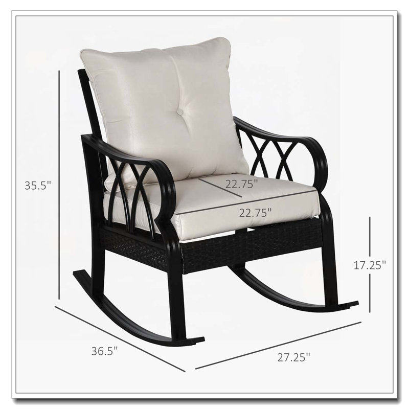 Chaise berçante d'extérieur en osier et rotin, Kaki