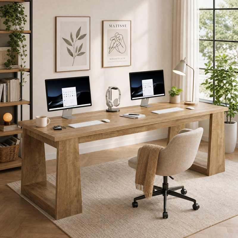 Bureau 86,6 "pour 2 personnes, chêne naturel