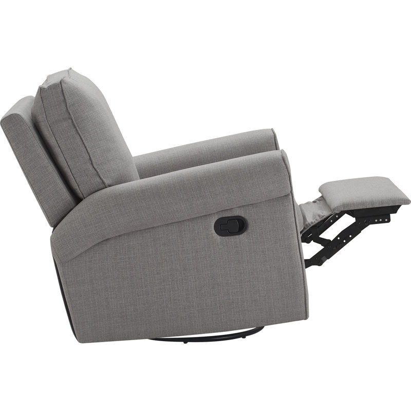Gray Microfiber Swivel Recliner Chair with Wood Frame