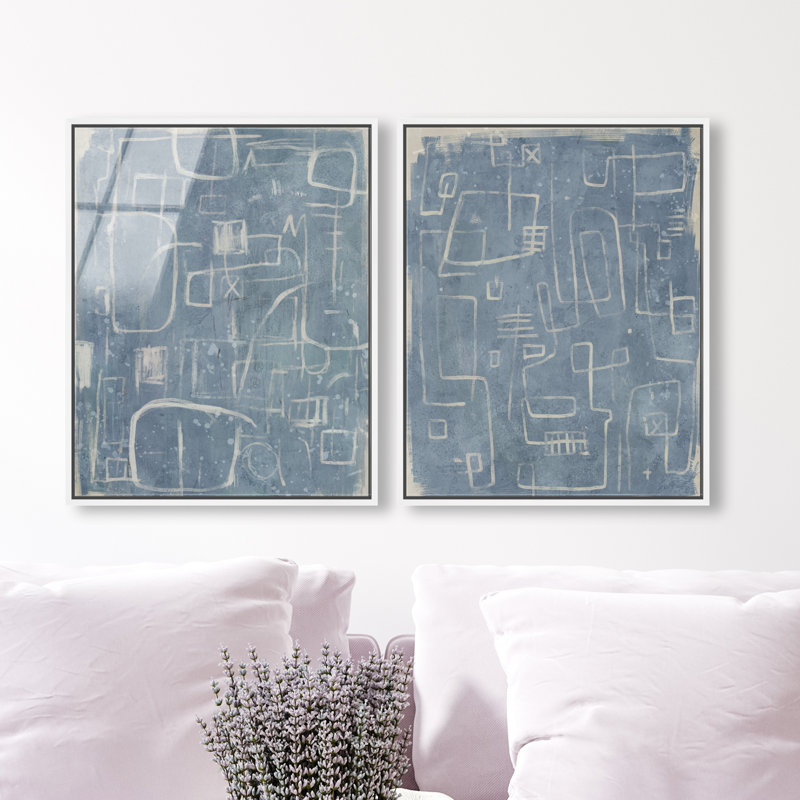 Lines And Ideas Set Set by Oliver Gal, 17"H x 21"W, White Floater Frame
