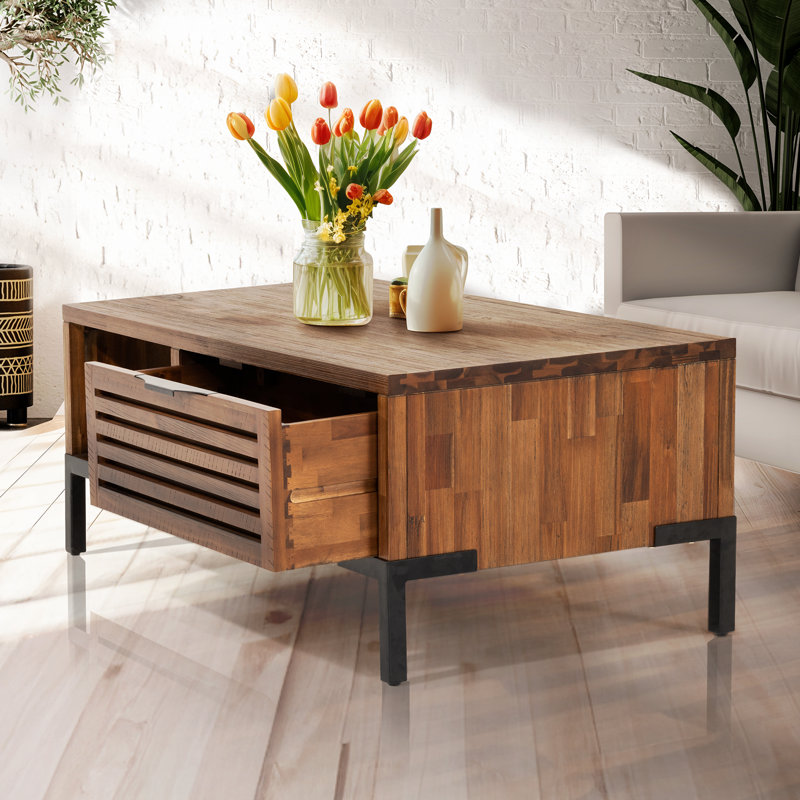 Miller Wood Coffee Table with Storage - Rustic Chestnut