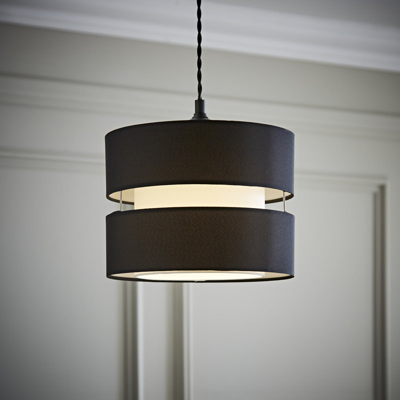 19cm H Fabric Round Pendant Shade ( Slip-On ), Black