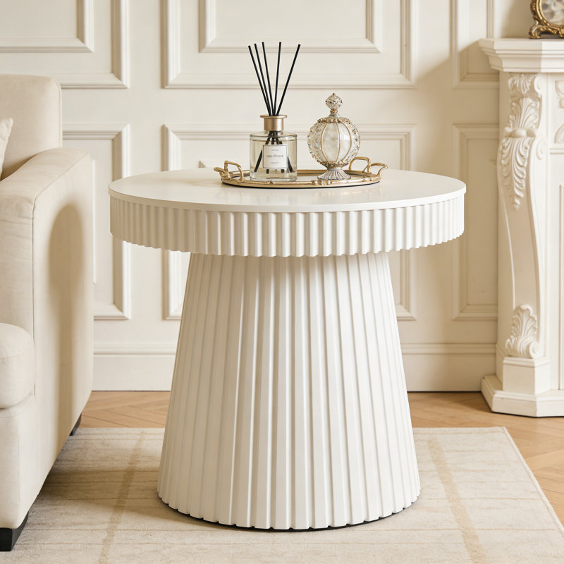 Table de bout ronde ronde avec piédestal cannelé