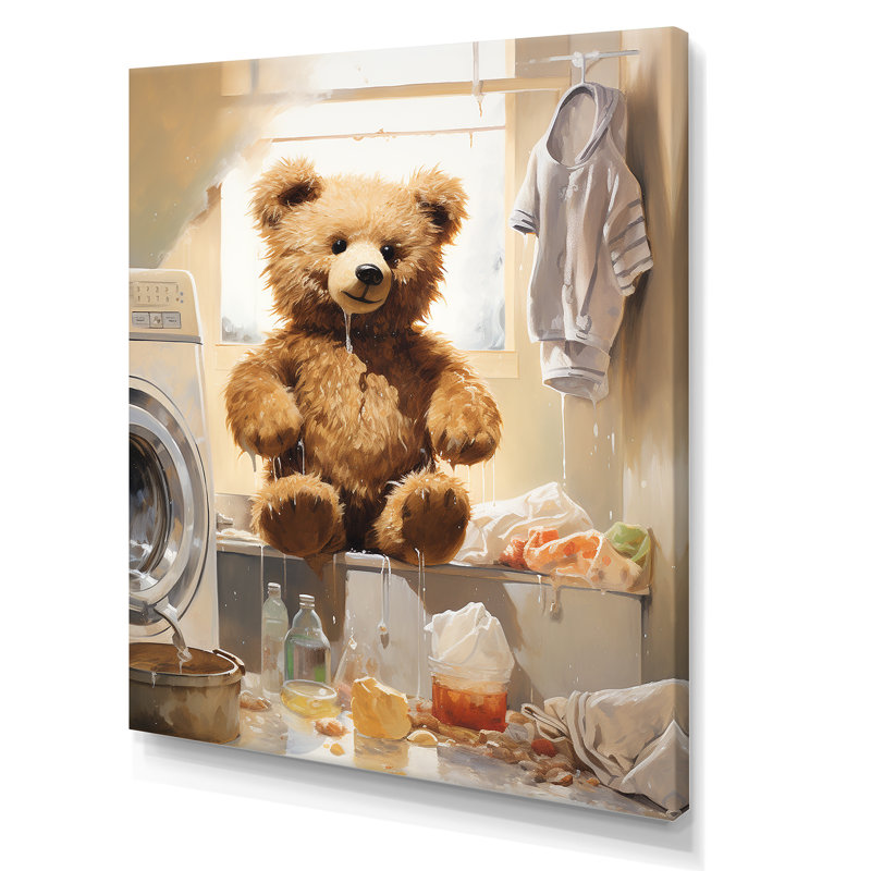 «Bear Laundryroom Bubbles 1», art mural, H 44 po x l 34 po x P 1,5 po