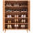Rattan Shoe Storage Cabinet with Adjustable Shelves and Dual Doors