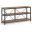 Console industrielle de 55 pouces avec tablettes ouvertes à 3 niveaux, canapé étroit brun rustique pour le salon et le couloir-1718876215