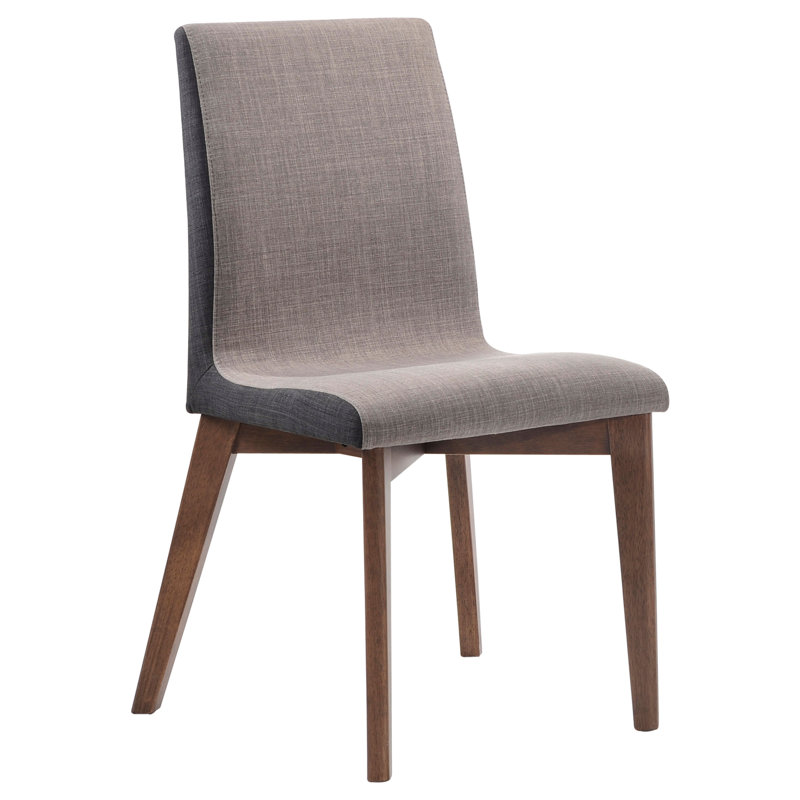 Gray and Walnut Upholstered Side Chair with Wood Legs