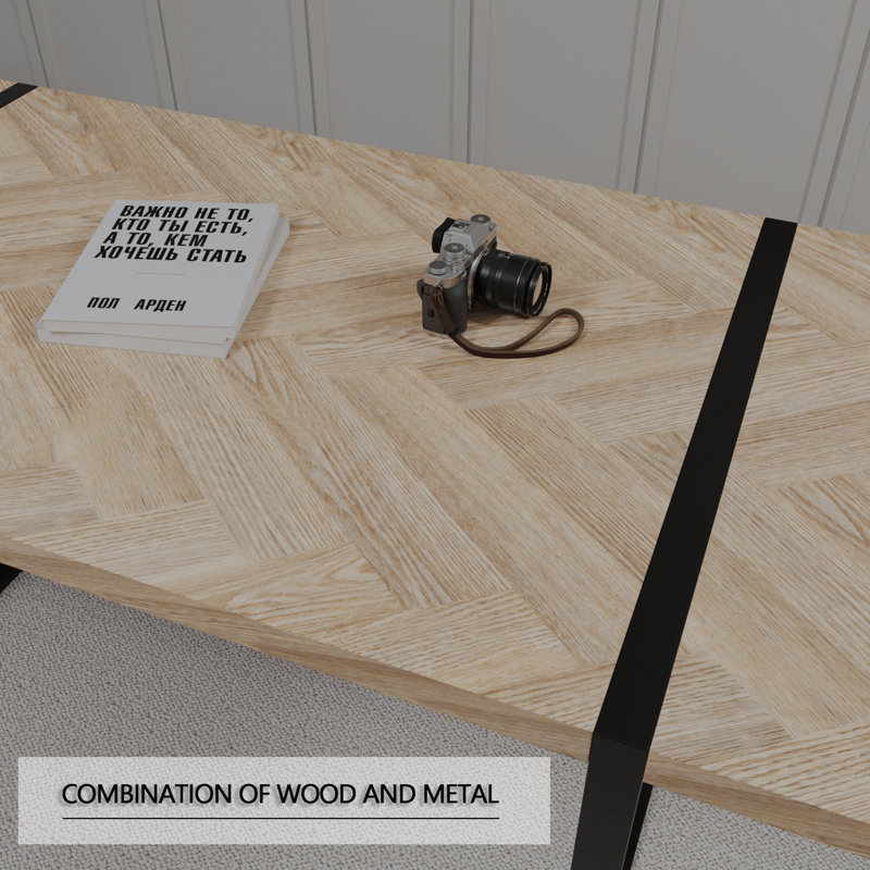Ensemble de salle à manger rectangulaire 4 pièces de style industriel rural, table de 150 cm en MDF bois clair avec chaises sans accoudoirs en PU et pieds en métal noir