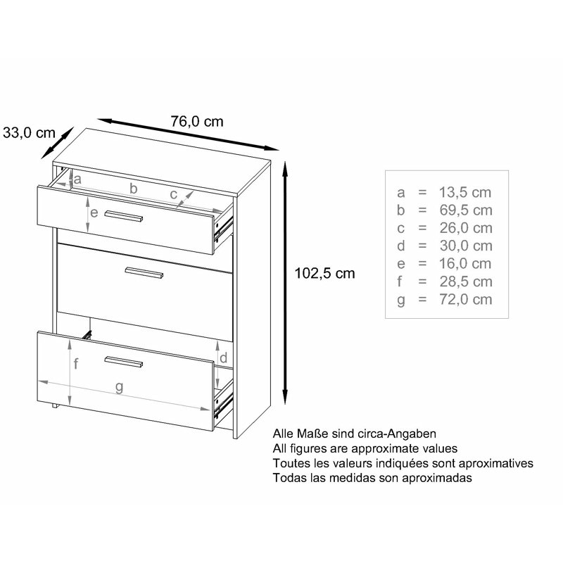Mclawhorn 4 Drawer 76Cm W Chest Of Drawers, White/Ribbeck Oak