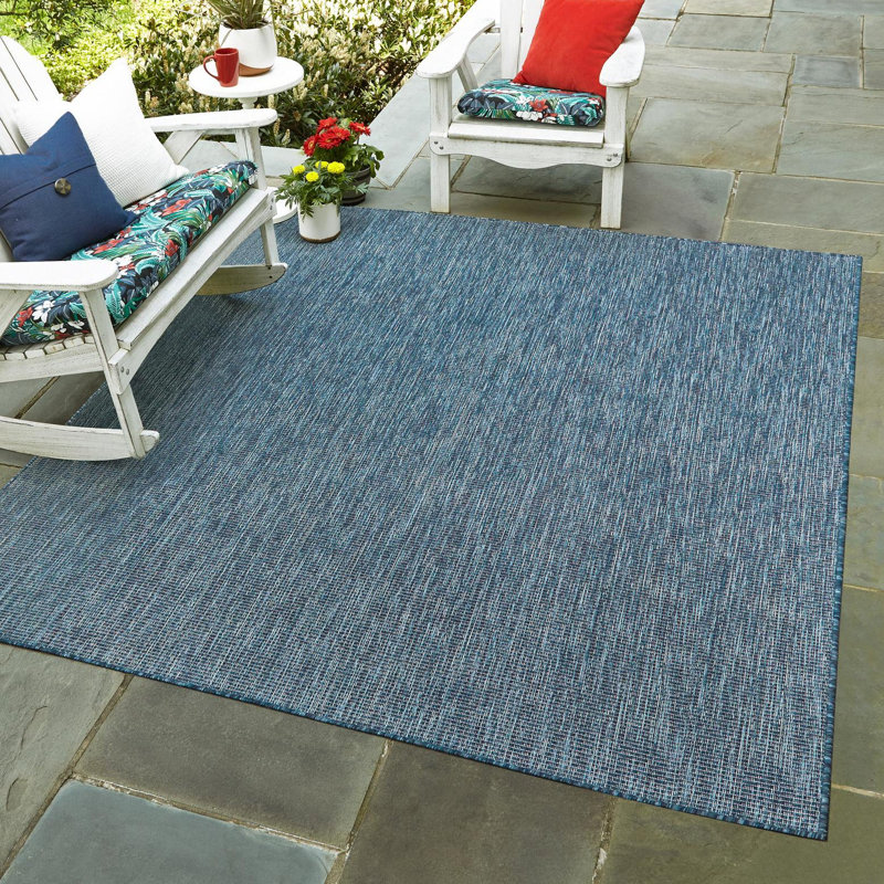 Avaughn Blue Indoor/Outdoor Area Rug, Square 8', Blue