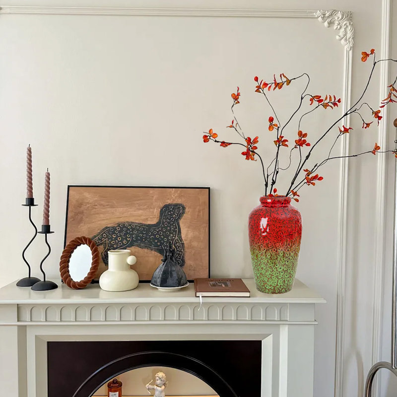 Ceramic Flower Vase, Red/Green