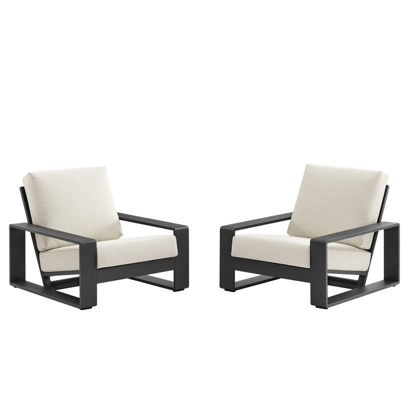 Ensemble de 2 fauteuils d'extérieur Lirienne, Crème, crème